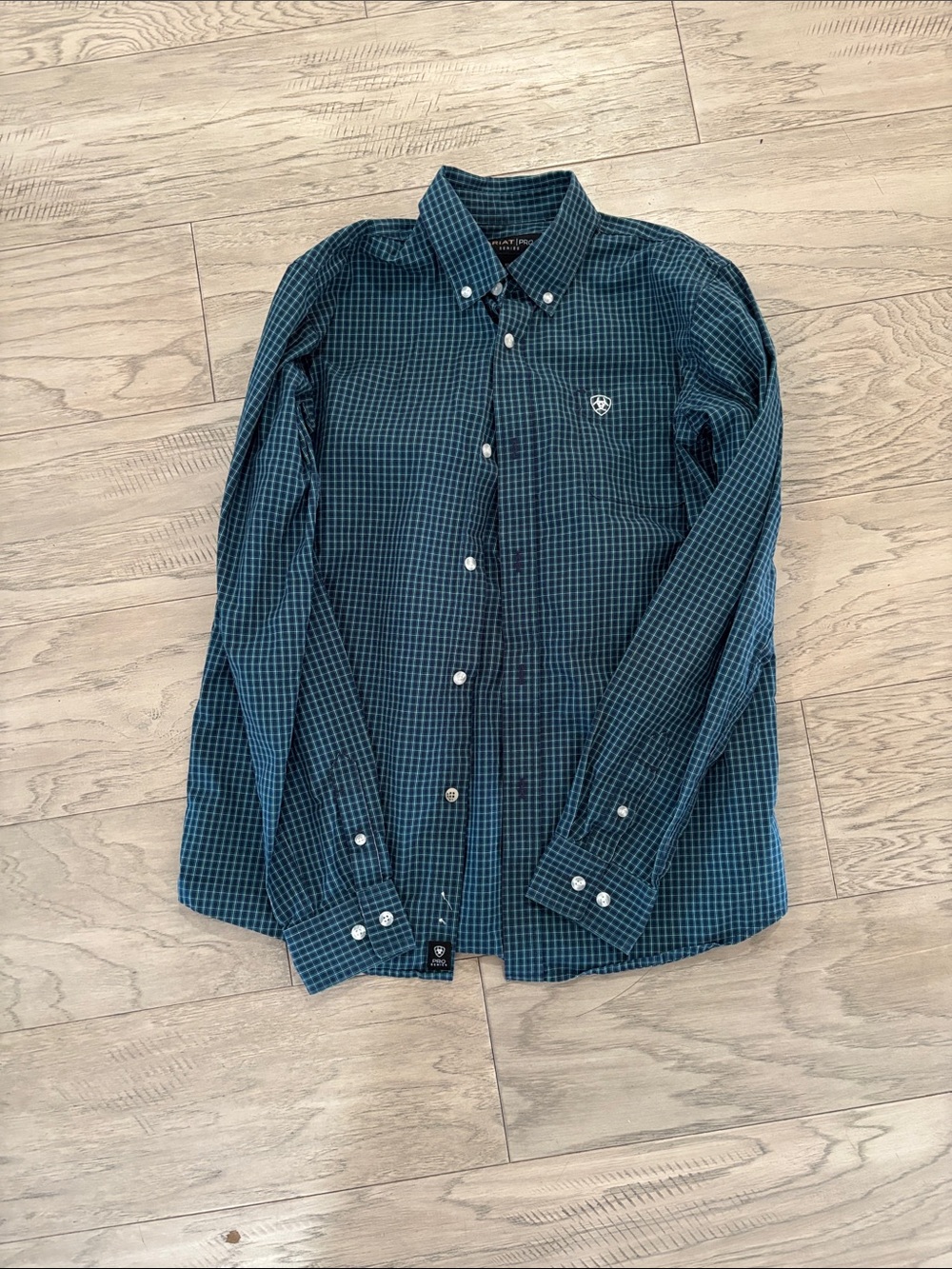 Ariat Teal and Navy Plaid Button-Down Shirt